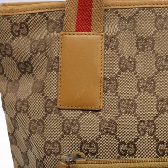 GUCCI GG Canvas Tote Bag Beige Silver 019 0401 Auth - Picture 8 of 16